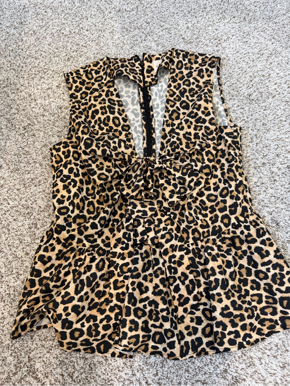 Anthropologie Leopard-Print Sleeveless Tie-Front Top - Tan & Black